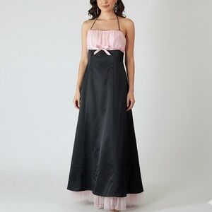 Y2K 90’s Vintage Prom Dress Zum Zum by Niki Livas Black Pink Satin Bow Tulle 11